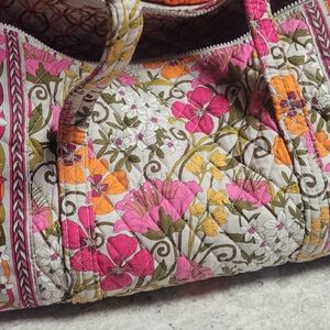 VERA BRADLEY duffel. Retired TEA GARDEN. Floral Pink and Orange Women's Bag
